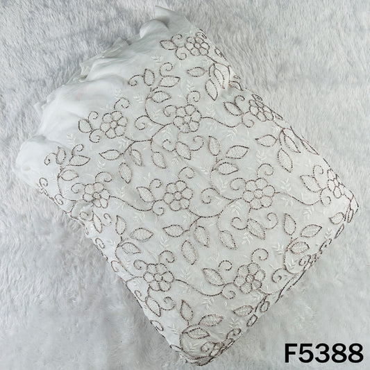 Dyeable Cut Dana Thread Embroidered Georgette Fabric - F5388