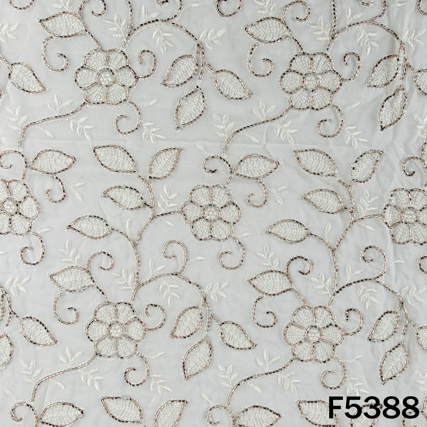 Dyeable Cut Dana Thread Embroidered Georgette Fabric - F5388