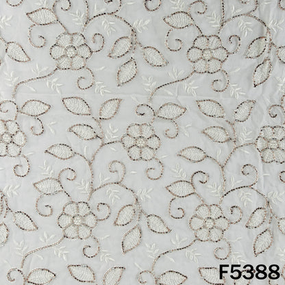 Dyeable Cut Dana Thread Embroidered Georgette Fabric - F5388