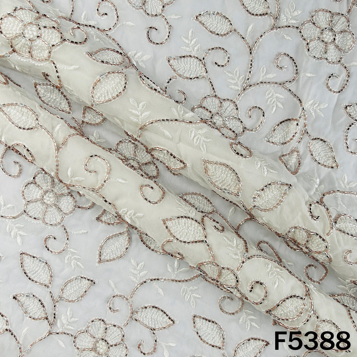 Dyeable Cut Dana Thread Embroidered Georgette Fabric - F5388