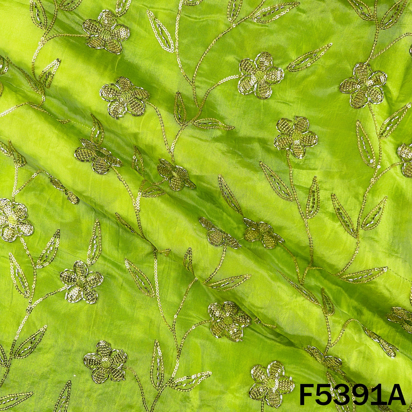 Cut Dana Sequins Embroidered Upada Silk Fabric - F5391