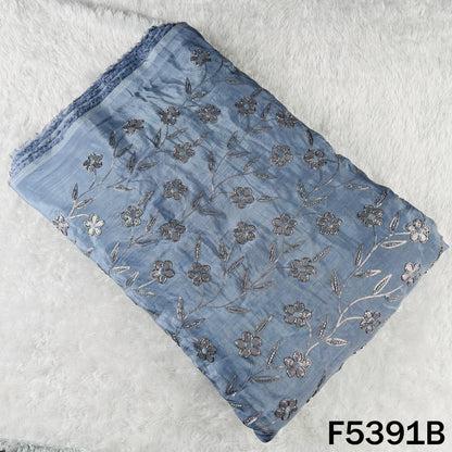 Cut Dana Sequins Embroidered Upada Silk Fabric - F5391