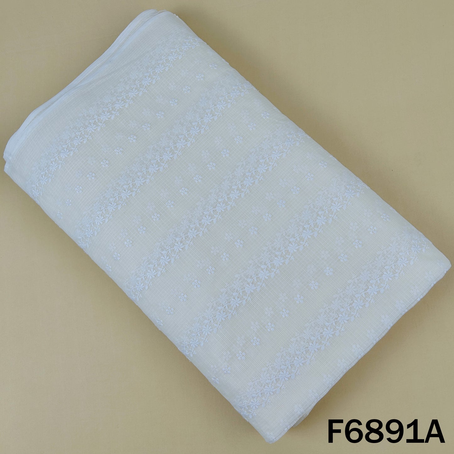Thread Embroidered kota Cotton Fabric - F6891
