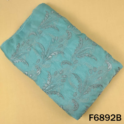 Cut Dana Thread Sequins Embroidered Organza Fabric - F6892