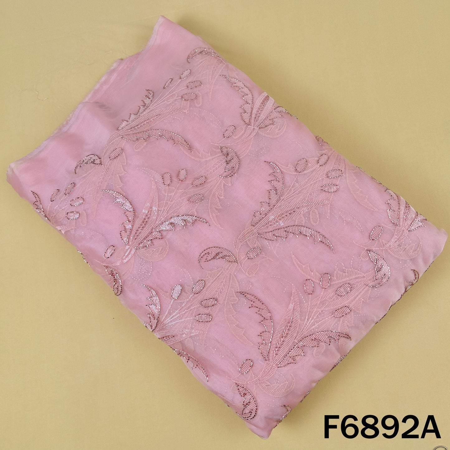 Cut Dana Thread Sequins Embroidered Organza Fabric - F6892