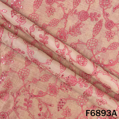 Thread Sequins Embroidered Pure Chanderi Fabric - F6893