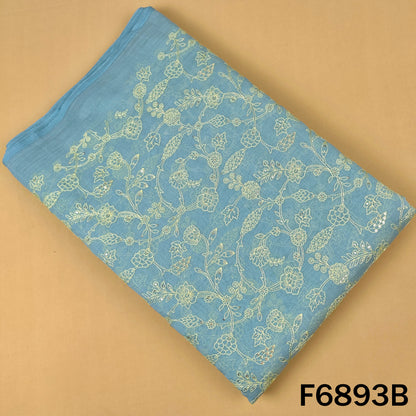 Thread Sequins Embroidered Pure Chanderi Fabric - F6893