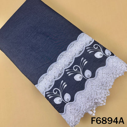Thread Lace Work Denim Cotton Fabric - F6894