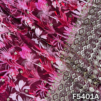 Zari Sequins Embroidered Velvet Fabric - F5401