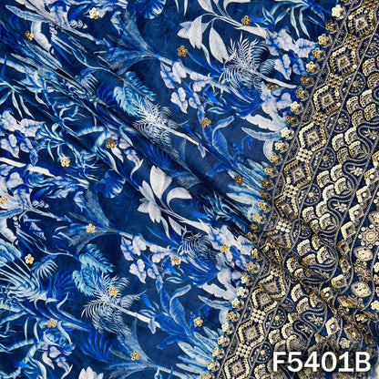 Zari Sequins Embroidered Velvet Fabric - F5401