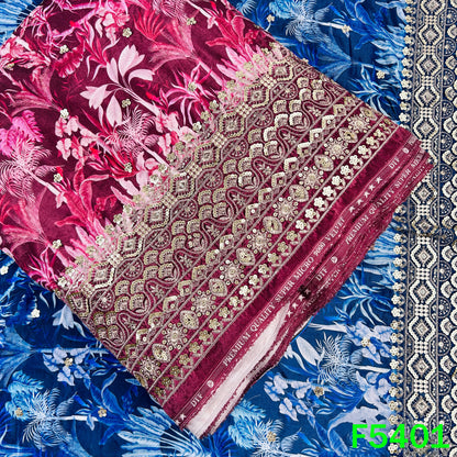 Zari Sequins Embroidered Velvet Fabric - F5401