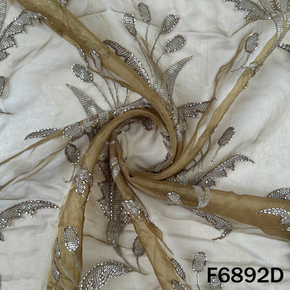 Cut Dana Thread Sequins Embroidered Organza Fabric - F6892