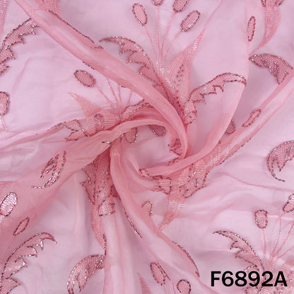 Cut Dana Thread Sequins Embroidered Organza Fabric - F6892