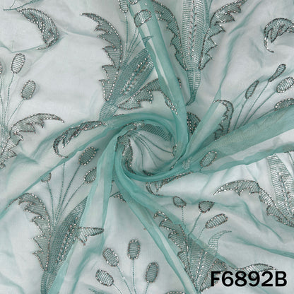 Cut Dana Thread Sequins Embroidered Organza Fabric - F6892