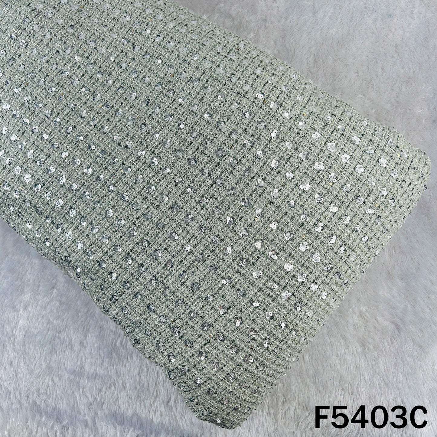 Cut Dana Sequins Embroidered Tweed Fabric - F5403