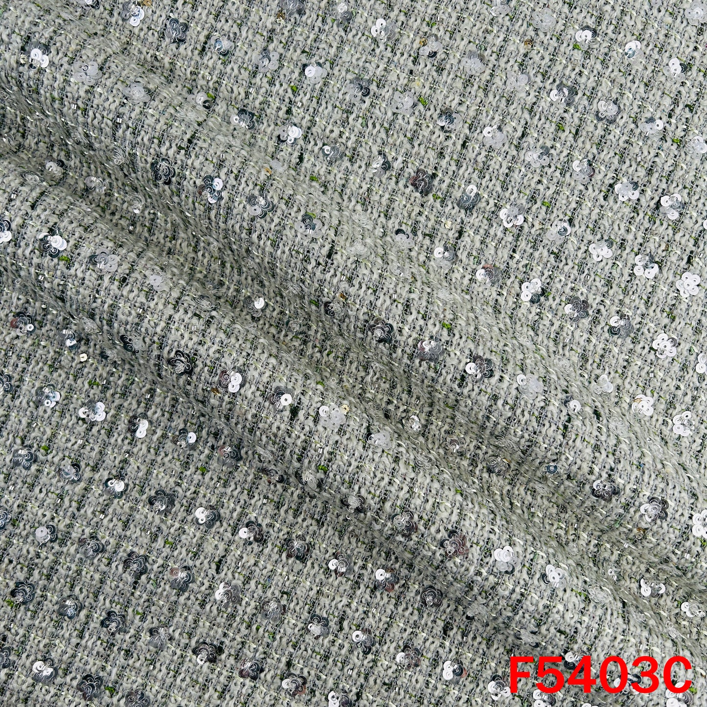 Cut Dana Sequins Embroidered Tweed Fabric - F5403