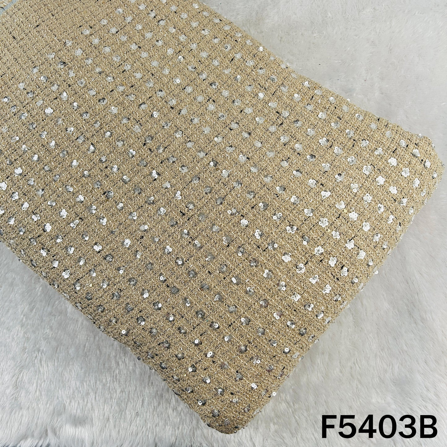 Cut Dana Sequins Embroidered Tweed Fabric - F5403