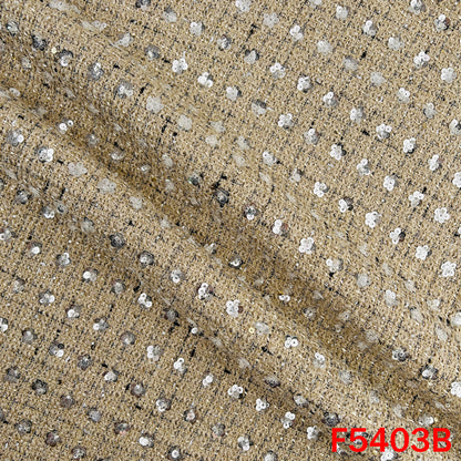 Cut Dana Sequins Embroidered Tweed Fabric - F5403
