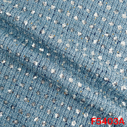 Cut Dana Sequins Embroidered Tweed Fabric - F5403