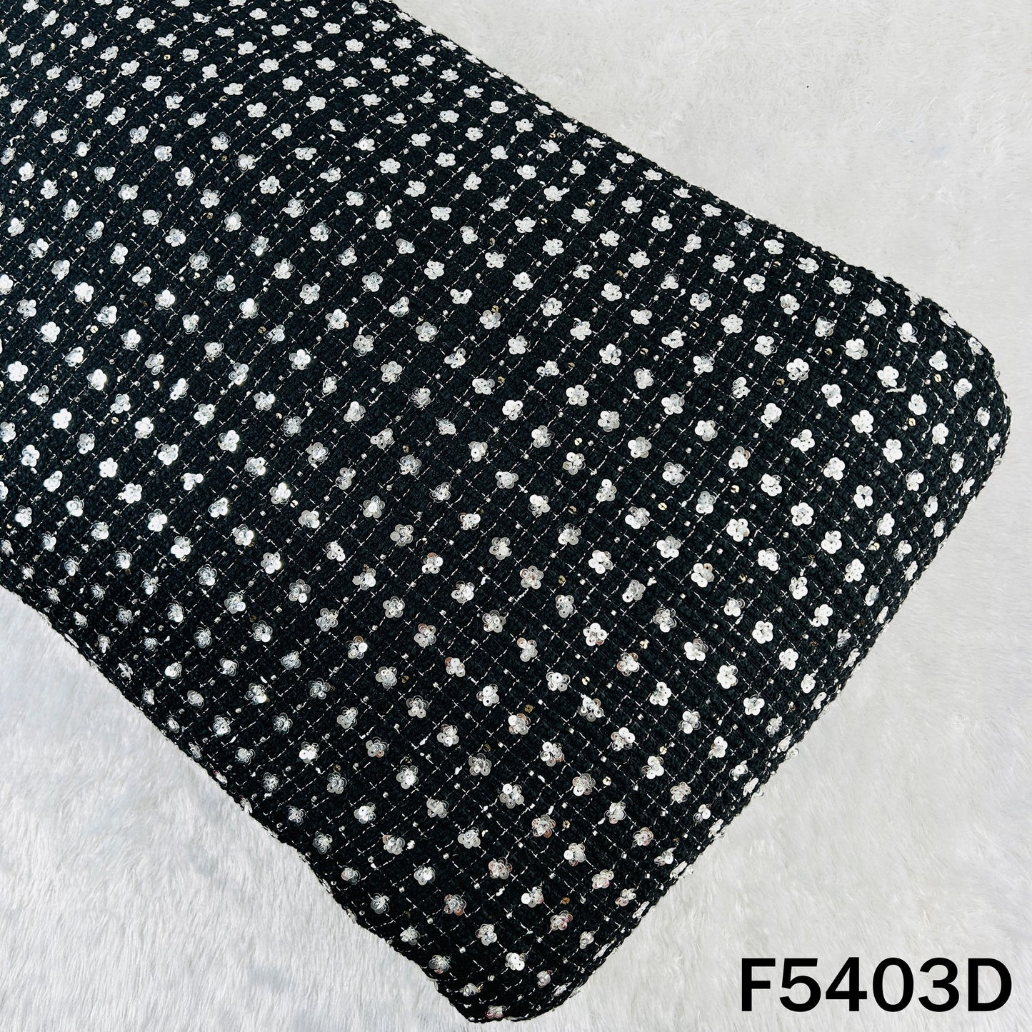 Cut Dana Sequins Embroidered Tweed Fabric - F5403