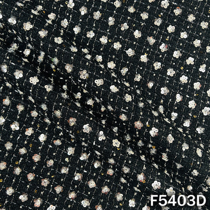 Cut Dana Sequins Embroidered Tweed Fabric - F5403