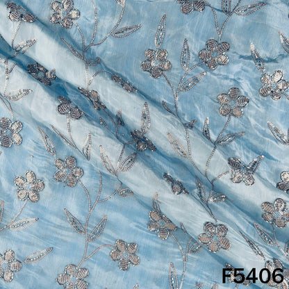 Cut Dana Sequins Embroidered Upada Silk Fabric - F5406