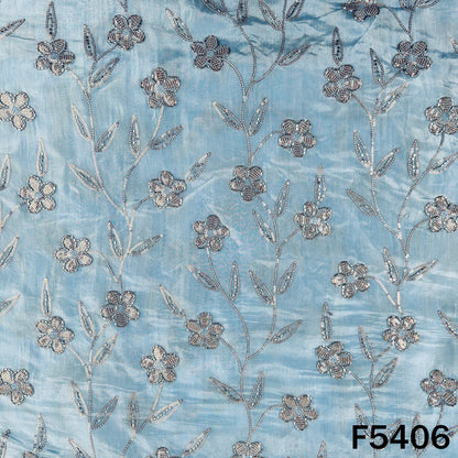 Cut Dana Sequins Embroidered Upada Silk Fabric - F5406