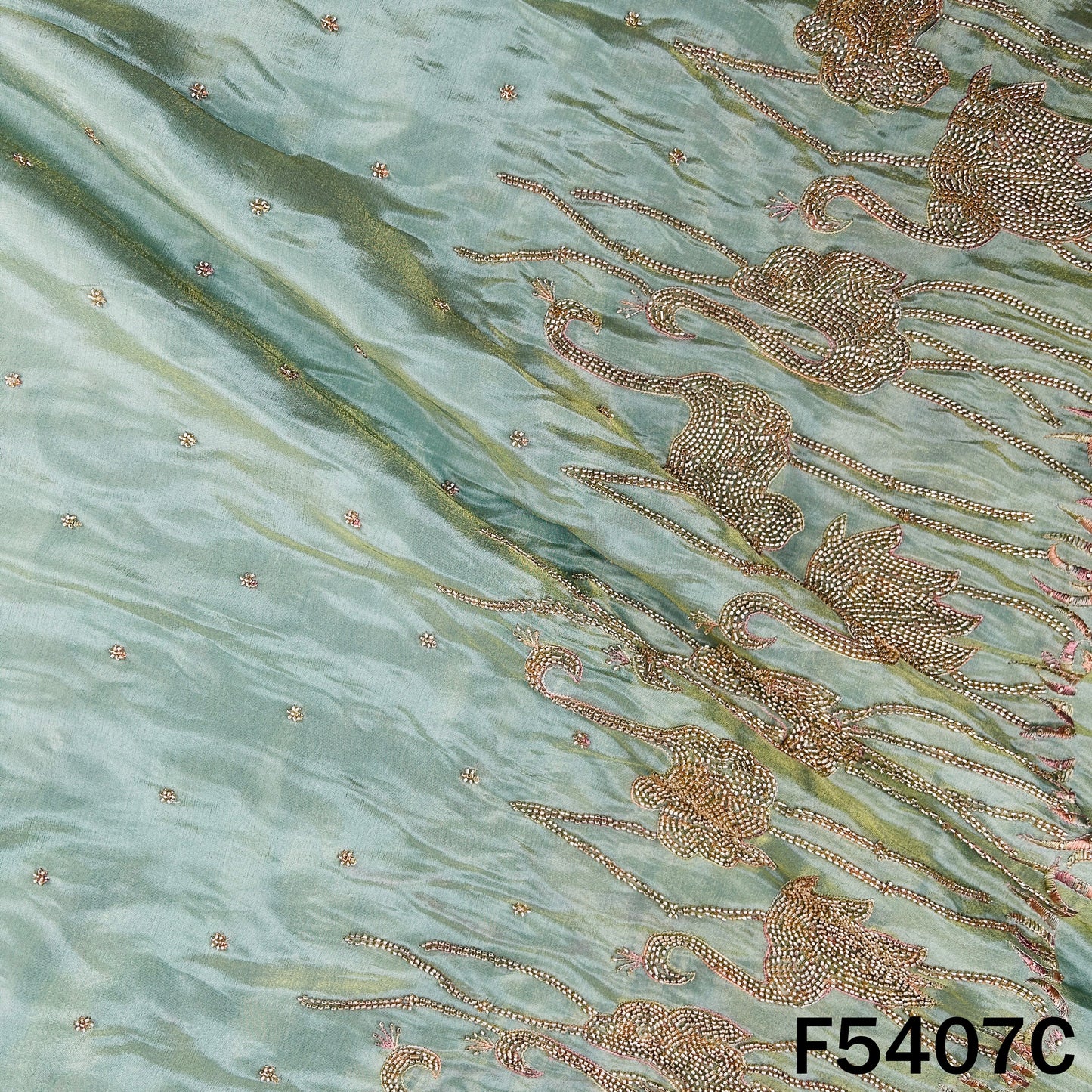 Cut Dana Thread Embroidered Shimmer Tissue Fabric - F5407
