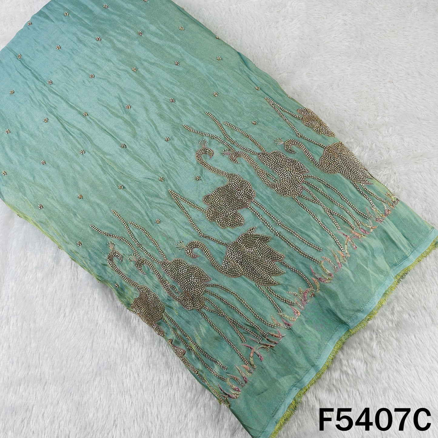 Cut Dana Thread Embroidered Shimmer Tissue Fabric - F5407