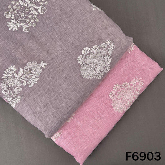 Thread Sequins Work Linen Fabric - F6903