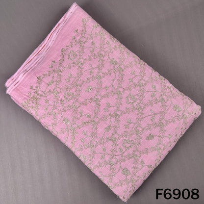 Zari Embroidered Linen Fabric - F6908