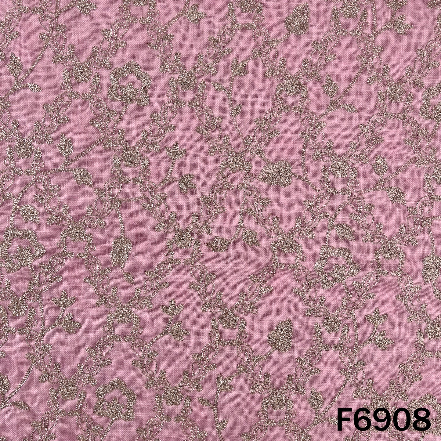 Zari Embroidered Linen Fabric - F6908