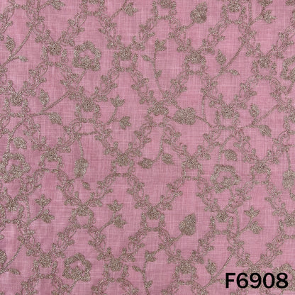 Zari Embroidered Linen Fabric - F6908