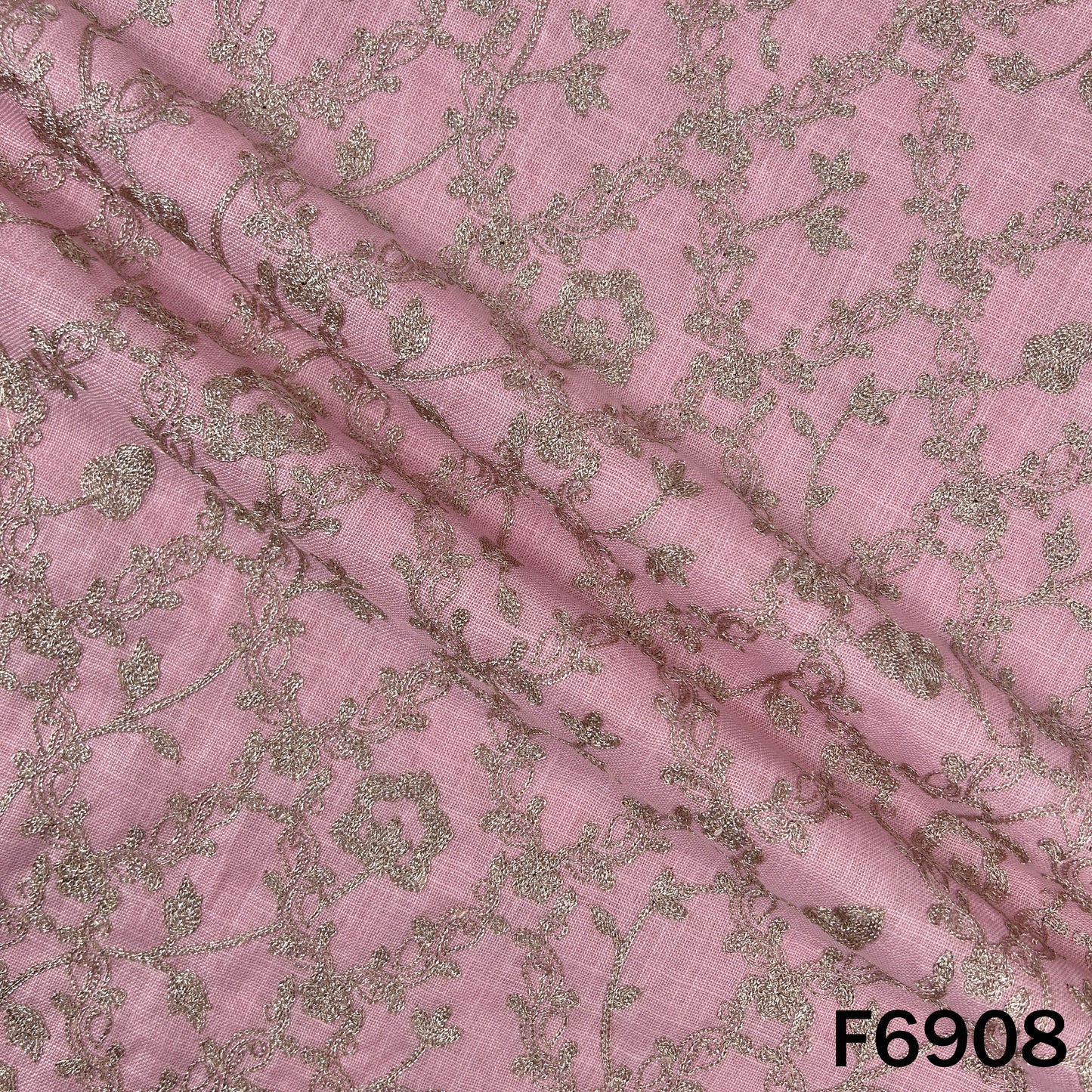 Zari Embroidered Linen Fabric - F6908