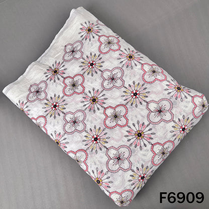 Thread Sequins Embroidered Kora Cotton Fabric - F6909