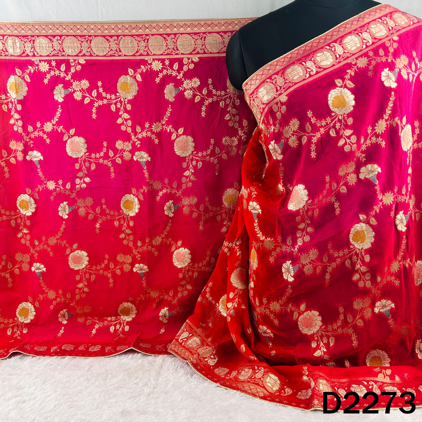 Zari Work Organza Dupatta - D2273