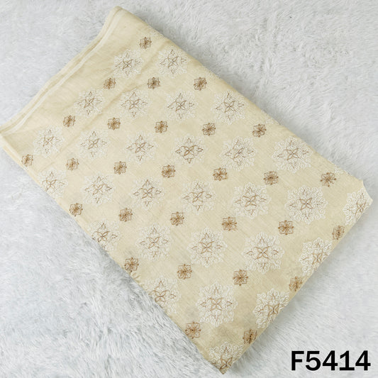 Thread Embroidered Pure Monga Silk Fabric - F5414