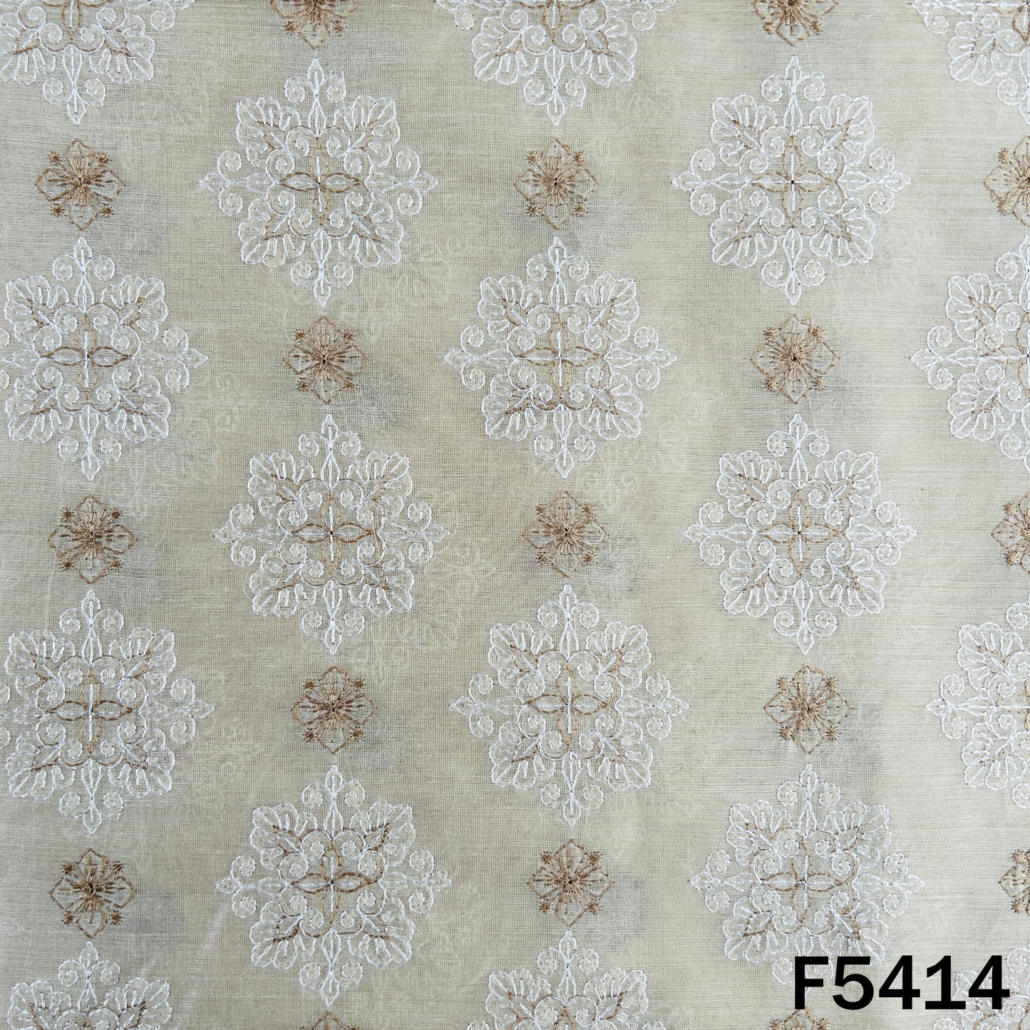 Thread Embroidered Pure Monga Silk Fabric - F5414
