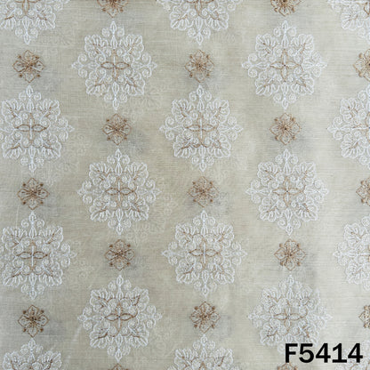Thread Embroidered Pure Monga Silk Fabric - F5414