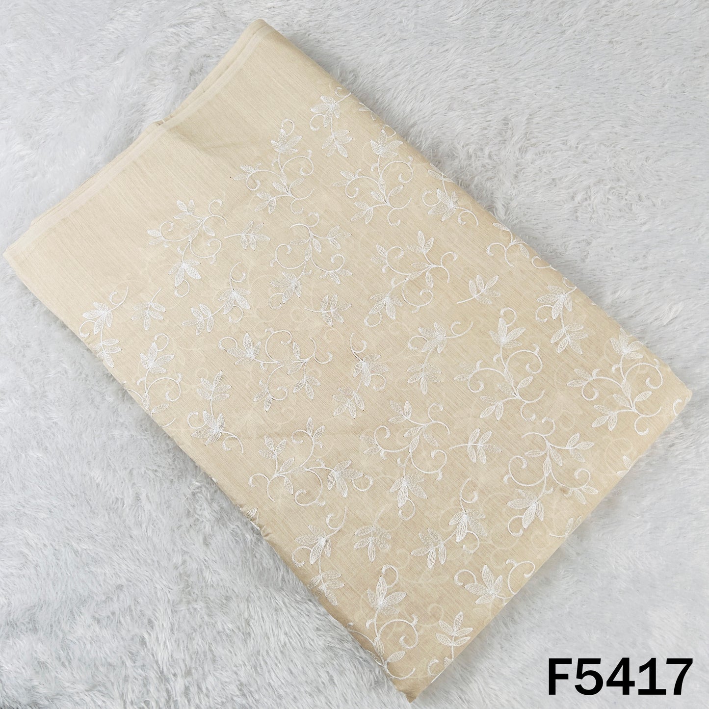 Thread Embroidered Pure Monga Silk Fabric - F5417