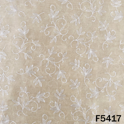 Thread Embroidered Pure Monga Silk Fabric - F5417