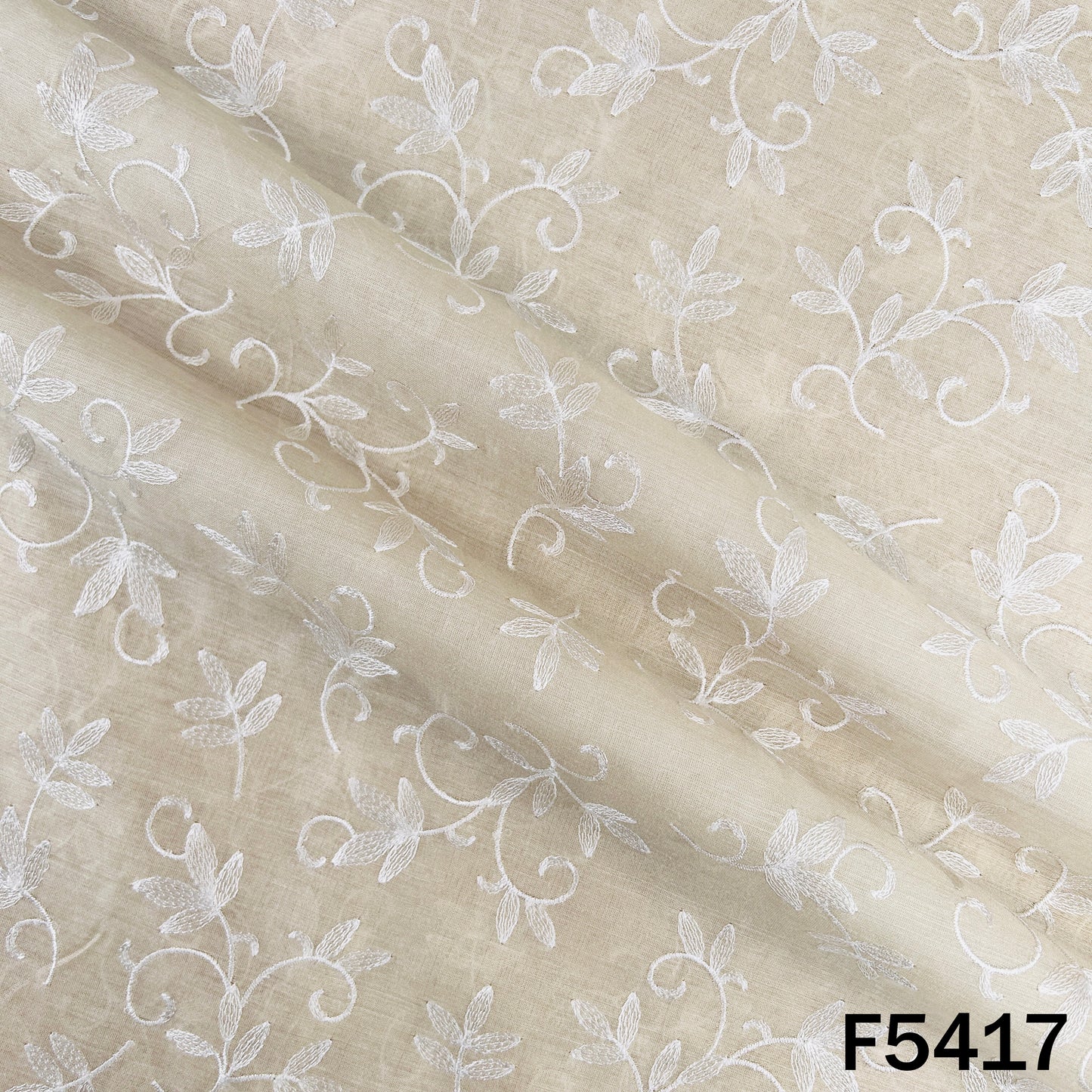 Thread Embroidered Pure Monga Silk Fabric - F5417