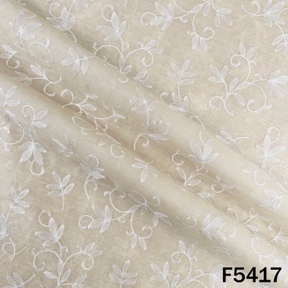 Thread Embroidered Pure Monga Silk Fabric - F5417