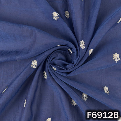 Zari Sequins Work Mul Chanderi Fabric - F6912