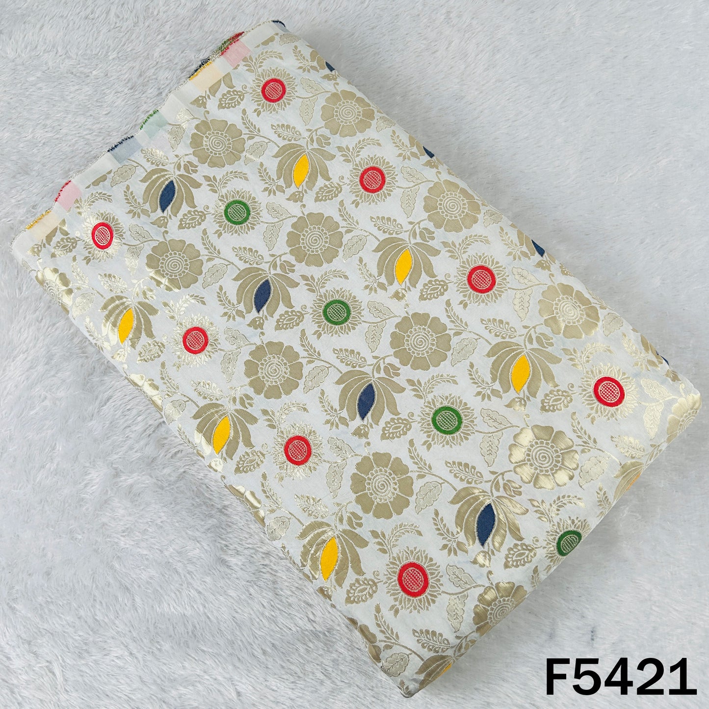 Zari Work Dola SIlk Fabric - F5421