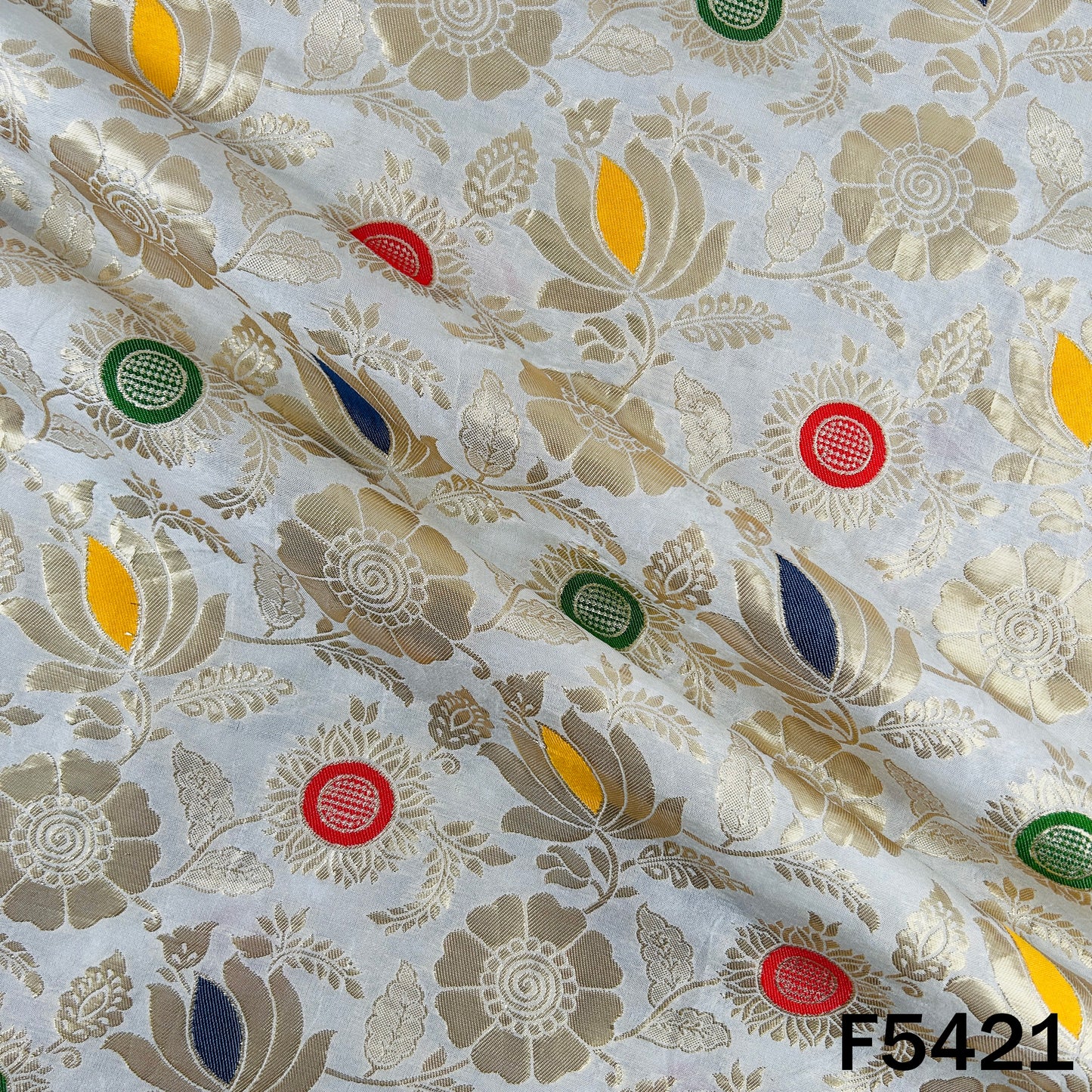 Zari Work Dola SIlk Fabric - F5421