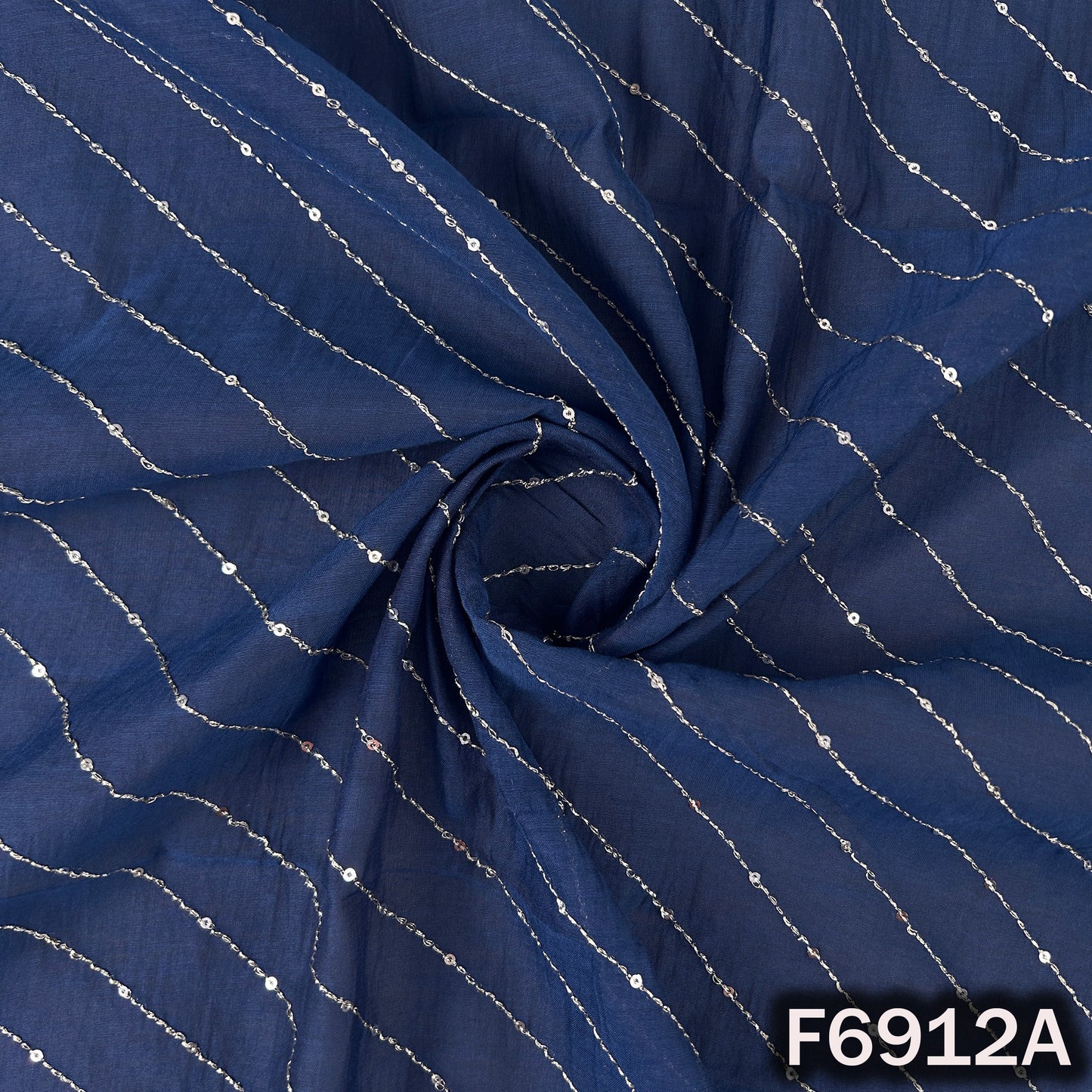 Zari Sequins Work Mul Chanderi Fabric - F6912