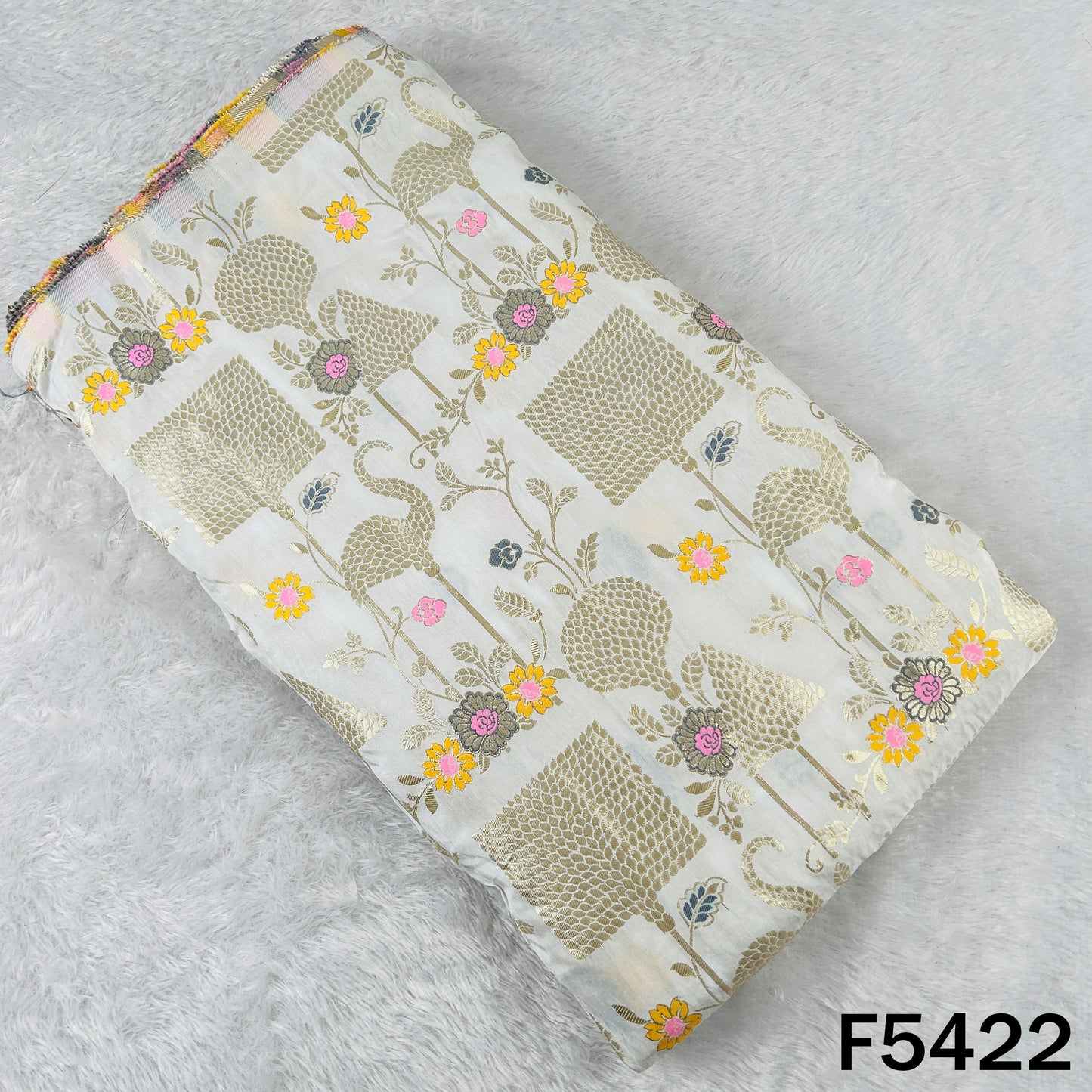 Zari Work Dola SIlk Fabric - F5422