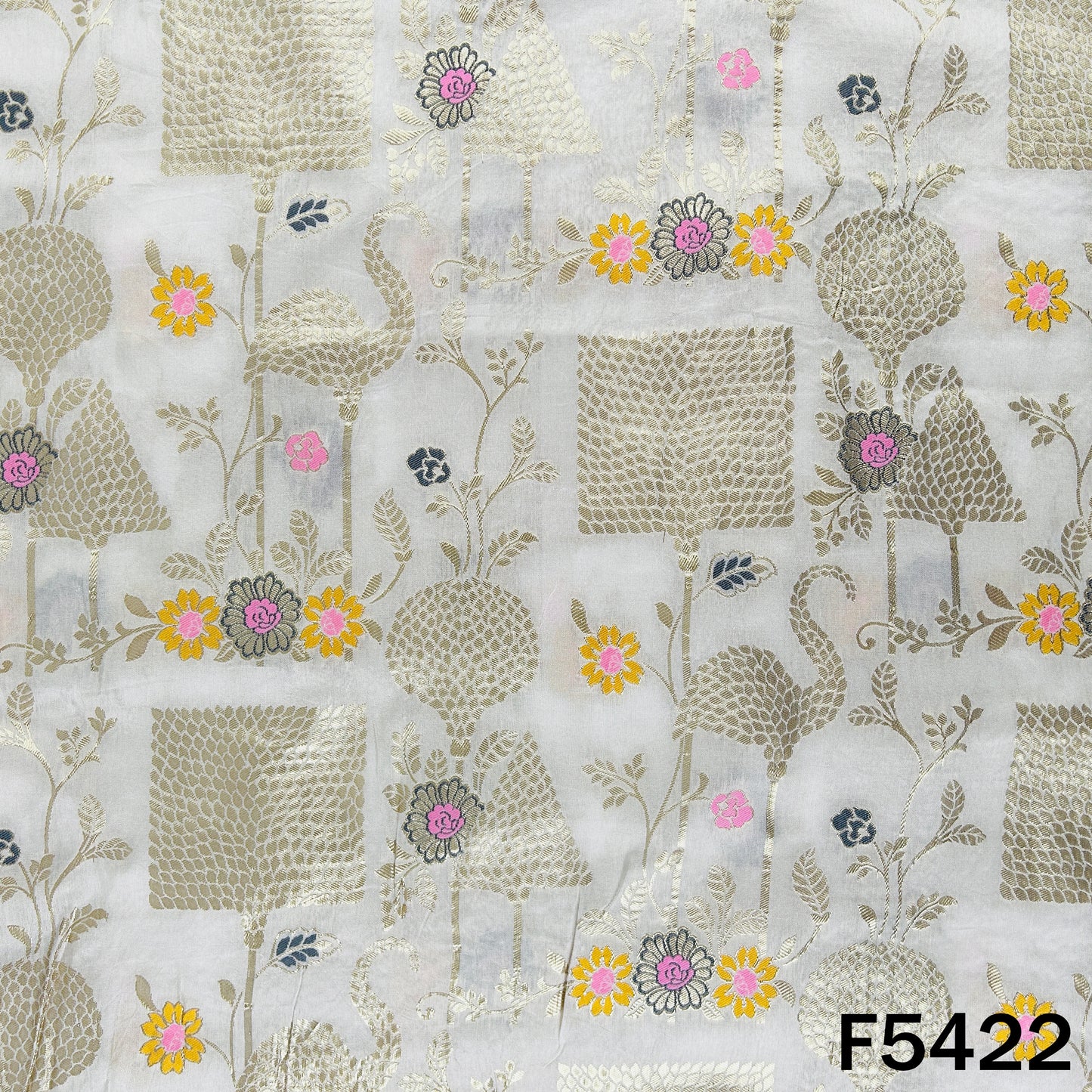 Zari Work Dola SIlk Fabric - F5422