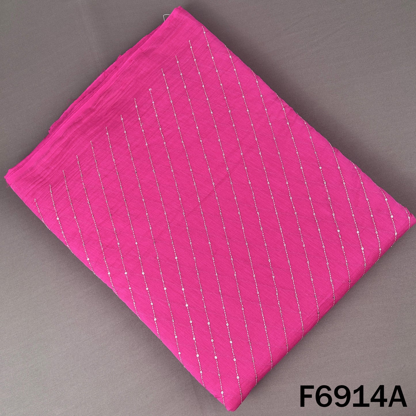 Zari Sequins Work Mul Chanderi Fabric - F6914
